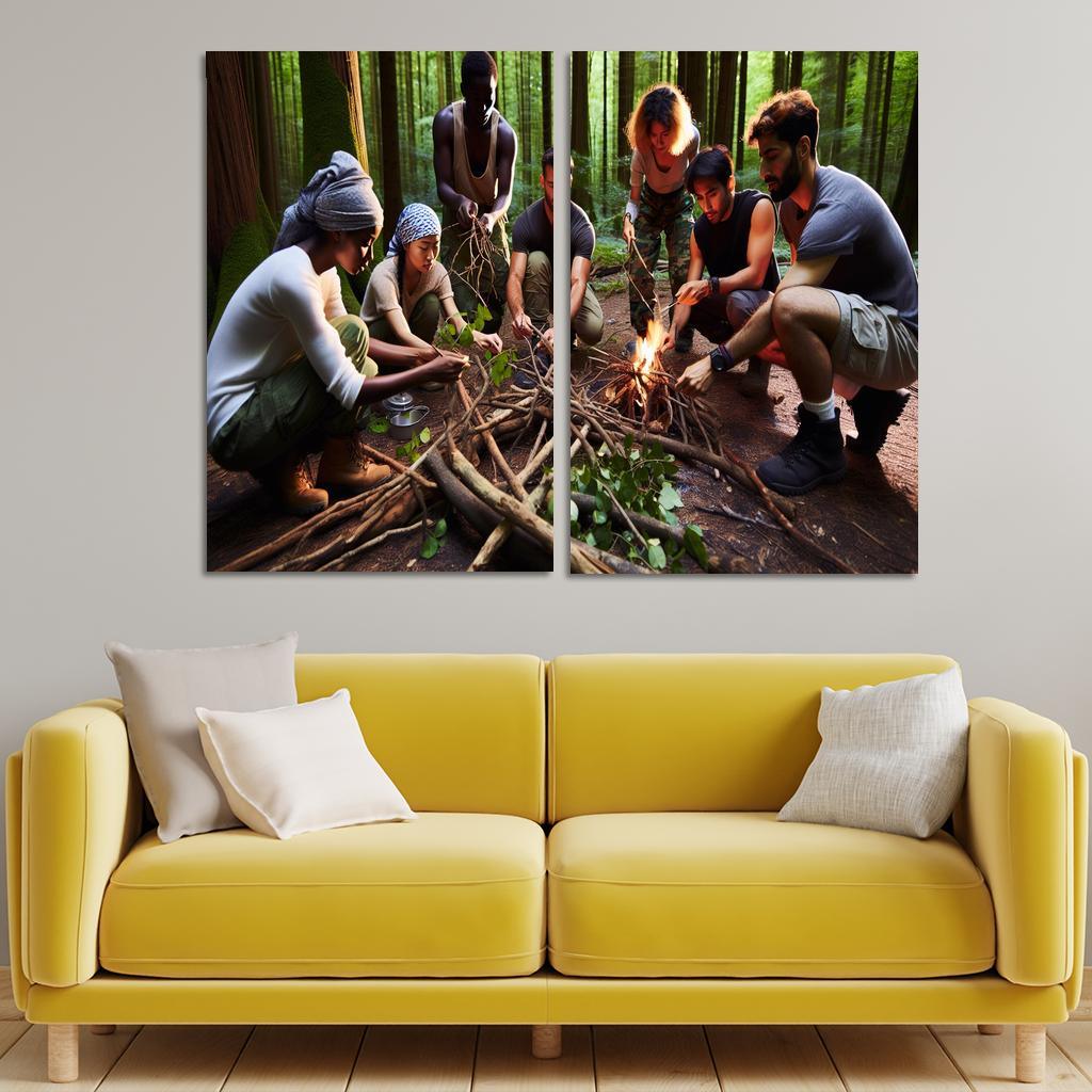 Wilderness Survival Learn the Art of Survival Skills 2 Piece HD Canvas Wall Art-Original Frame
