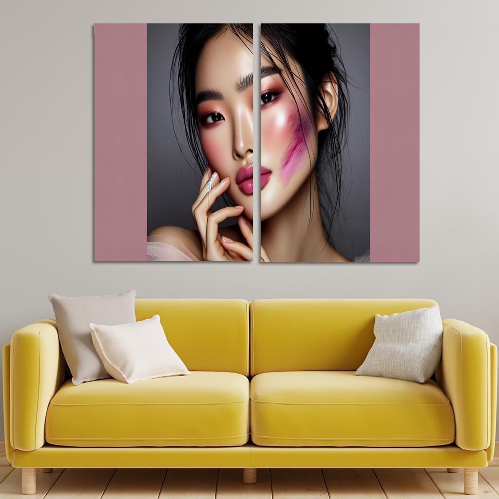 Monochrome Makeup Cohesive Looks 2 Piece HD Canvas Wall Art-Original Frame