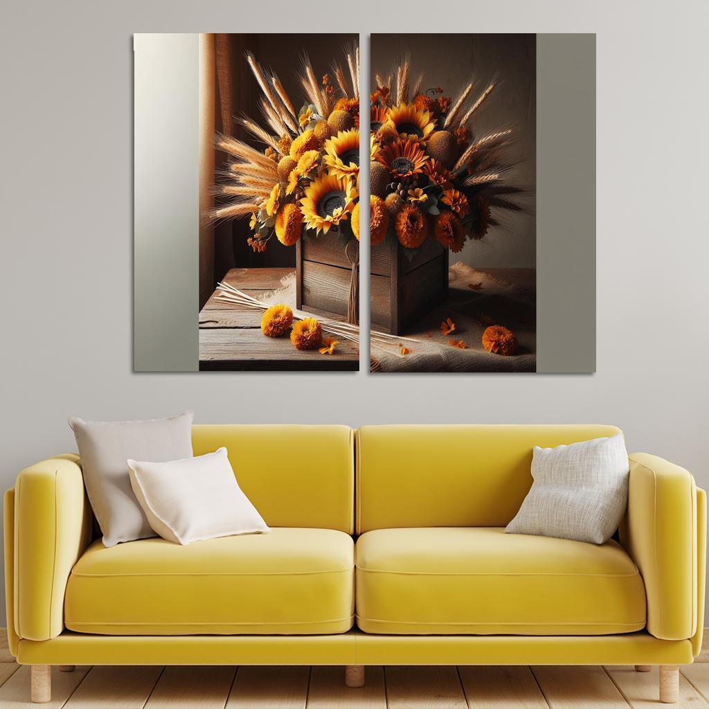 Rustic Charm A Harvest-Themed Centerpiece 2 Piece HD Canvas Wall Art-Original Frame