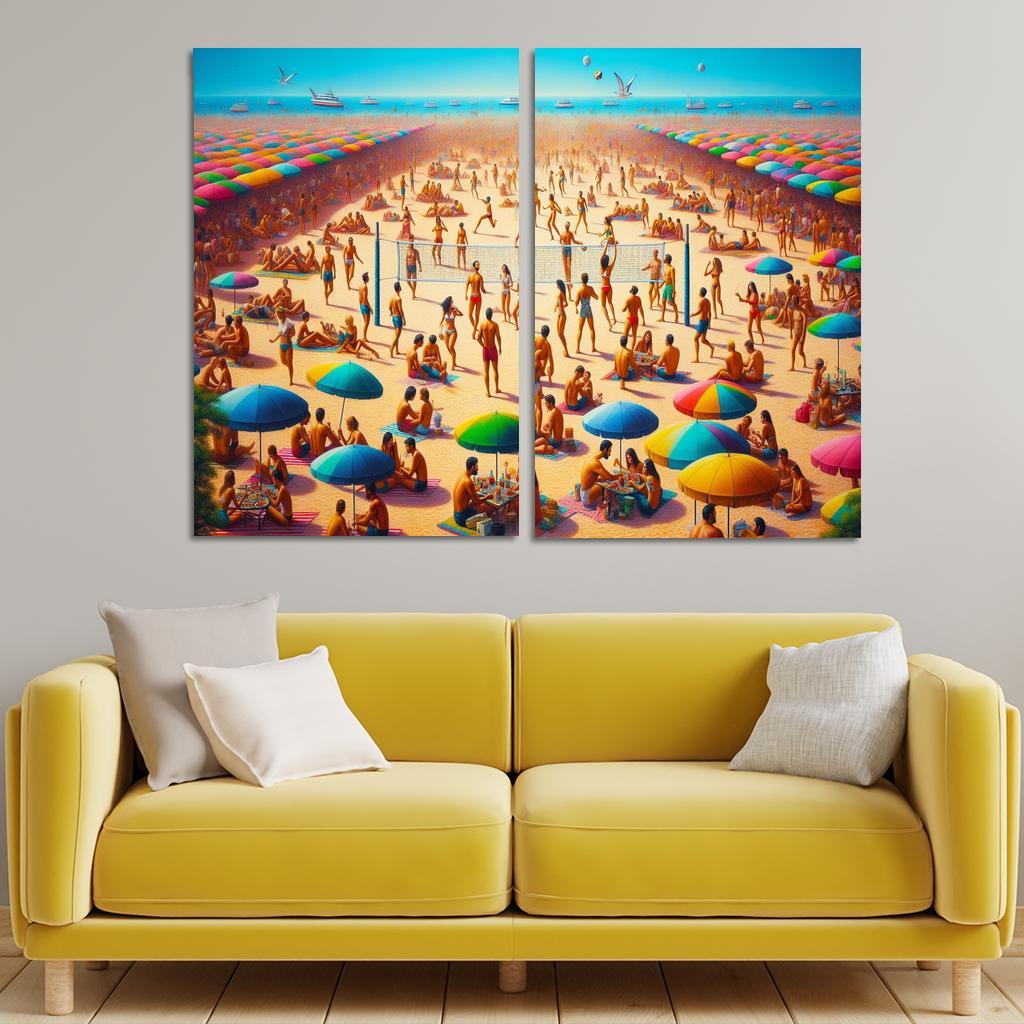 Sunny Retreat Vibrant Beach Life Abstract Paintings Frame