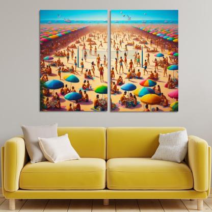 Sunny Retreat Vibrant Beach Life Abstract Paintings Frame