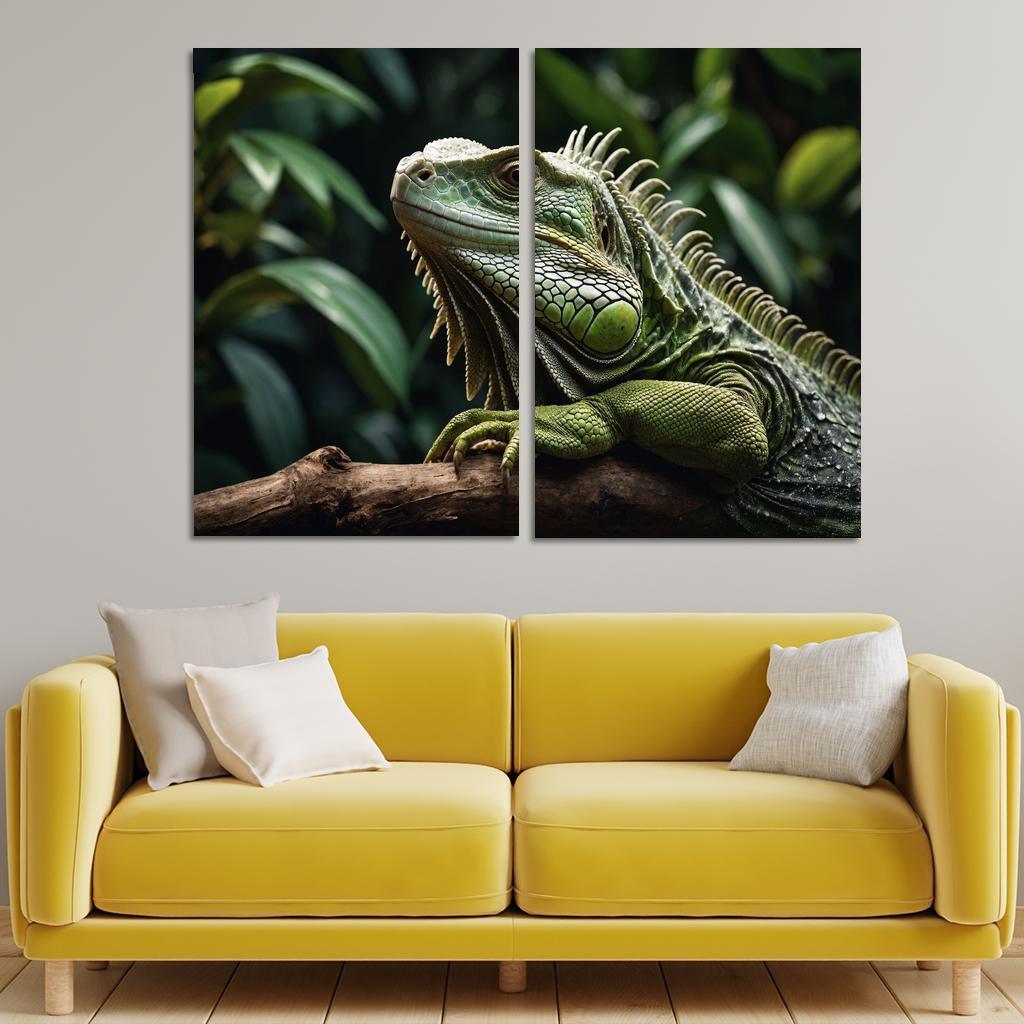 The Mysterious Green Iguana A Lizard Of The Tropics Canvas Paintings Frame