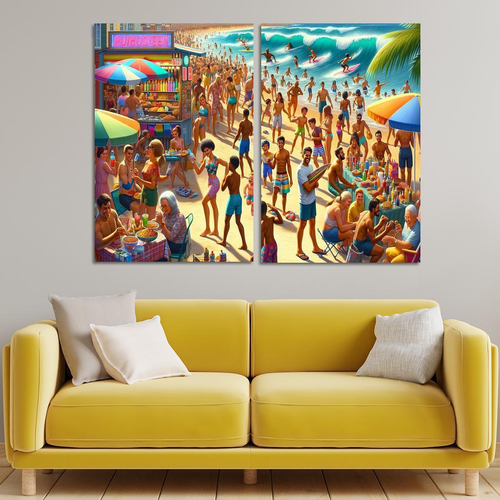 Sunshine Harbor Beach Modern Paintings Frame