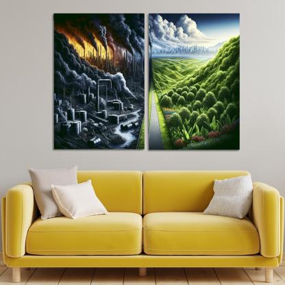 Fossil Fuels The Cost Of Convenience Multi-panel Paintings