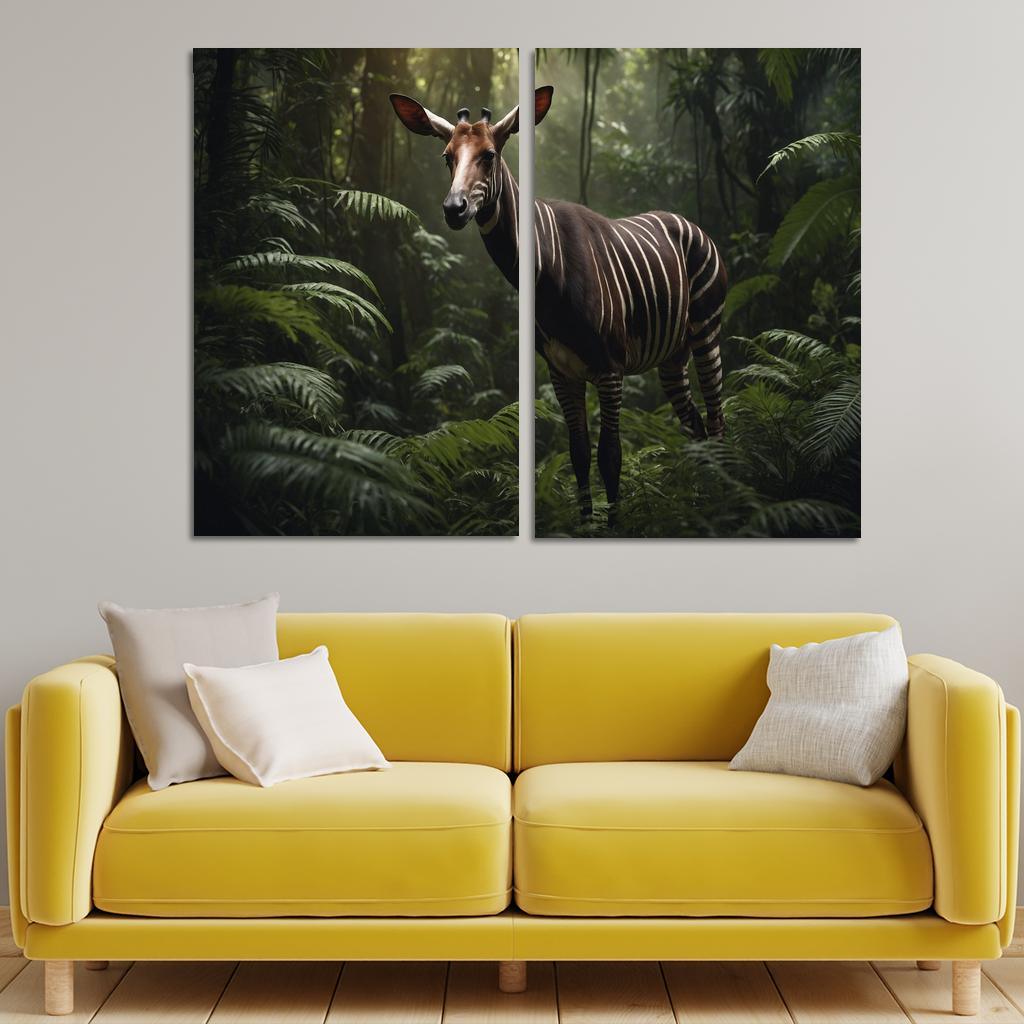 The Spectacular Okapi Forest Giraffe Canvas Paintings Frame