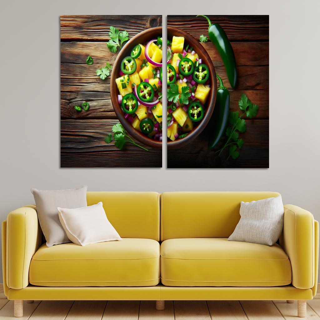 Spicy Pineapple Salsa 2 Piece HD Canvas Wall Art-Original Frame