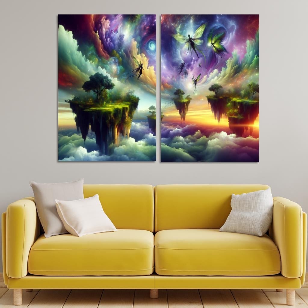 The Aetherium Realm A Dimension of Endless Skies 2 Piece HD Canvas Wall Art-Original Frame