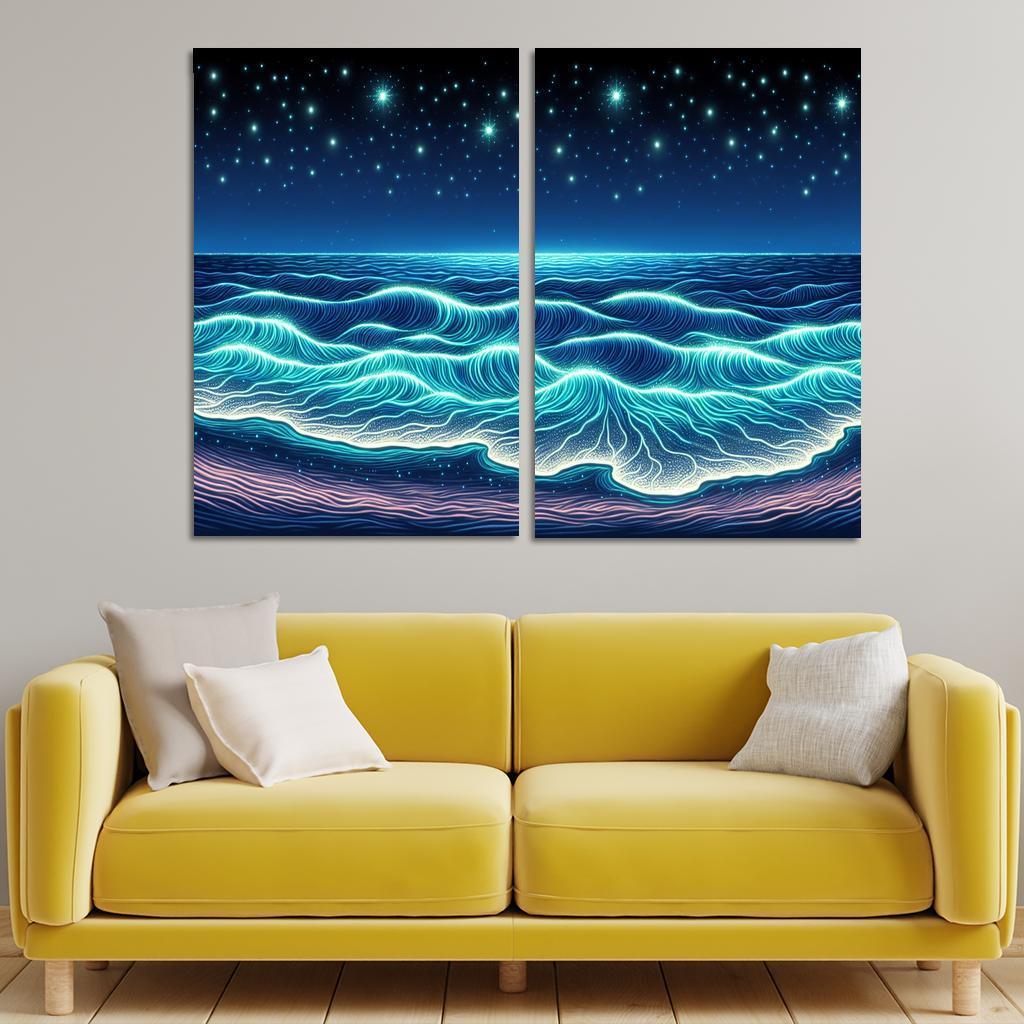 Glowing Waters Nighttime Enchantment Custom Paintings Frame