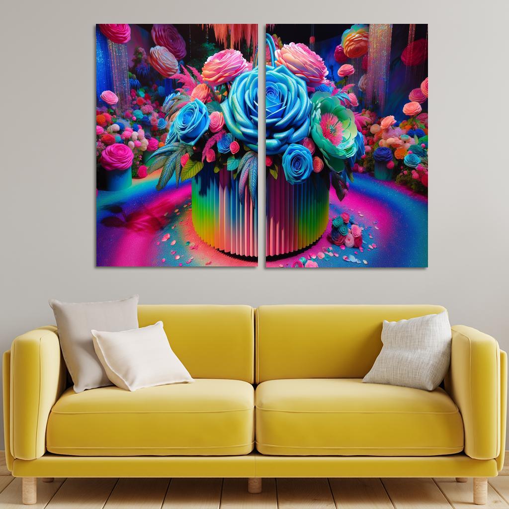 Whimsical Wonderland A Fantasy Floral Journey Modern Paintings Frame