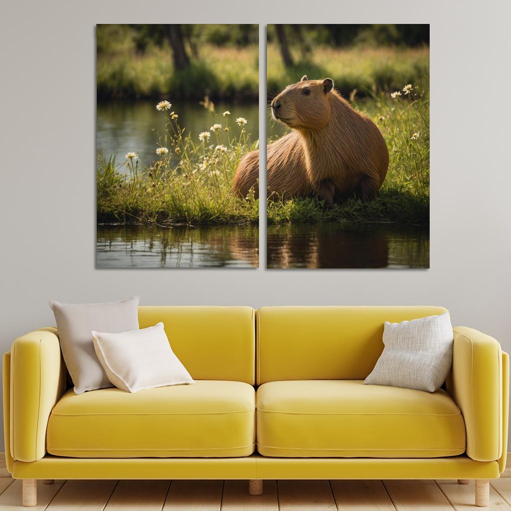 The Curious Capybara The Gentle Giant Of The Rodent Family Modern Paintings Frame