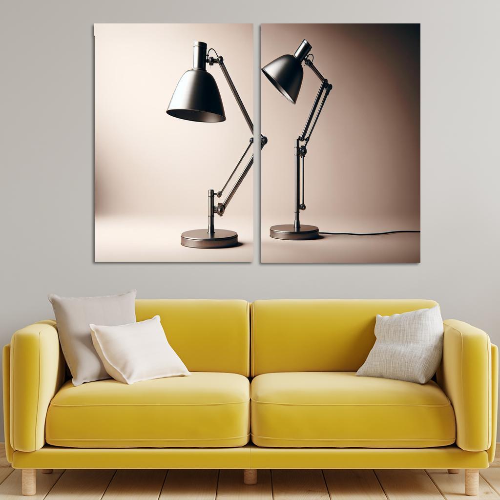 Contemporary Floor Lamp with Adjustable Shade 2 Piece HD Canvas Wall Art-Original Frame