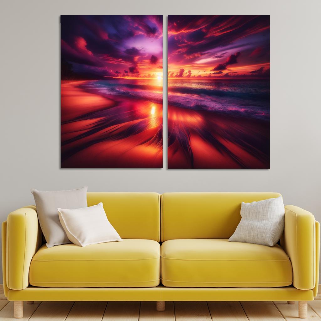 Sunset Viewpoint Beach Modern Paintings Frame