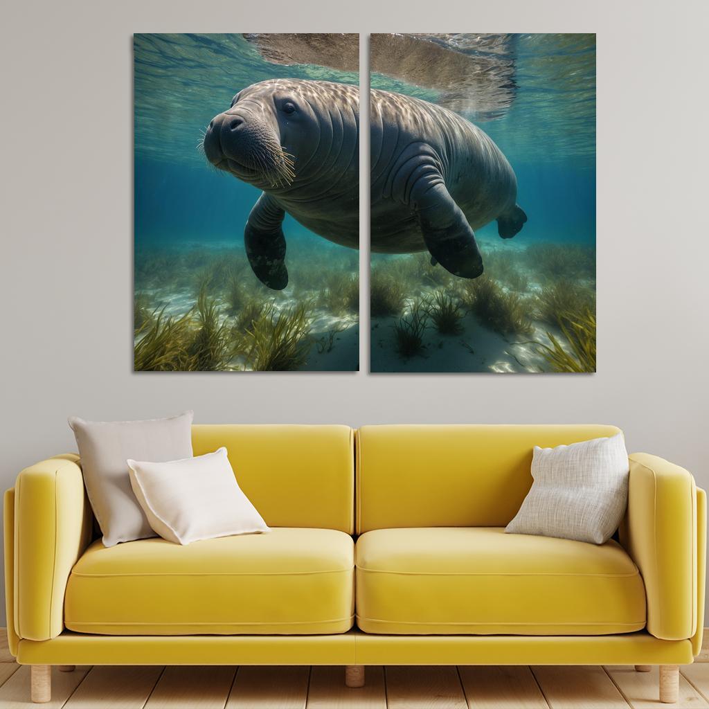 The Enigmatic Manatee The Gentle Sea Cow Framed Paintings