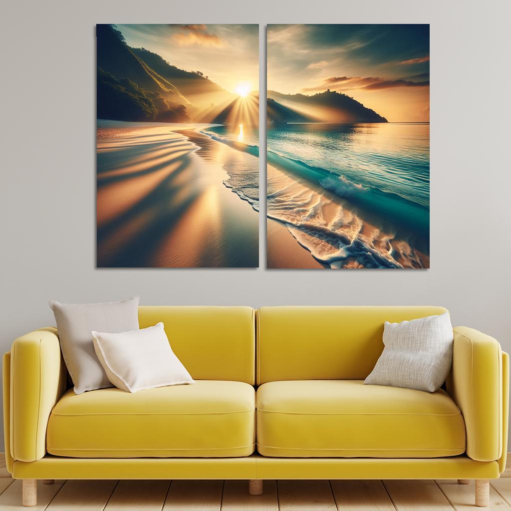 Secluded Sunrise Bay Custom Paintings Frame