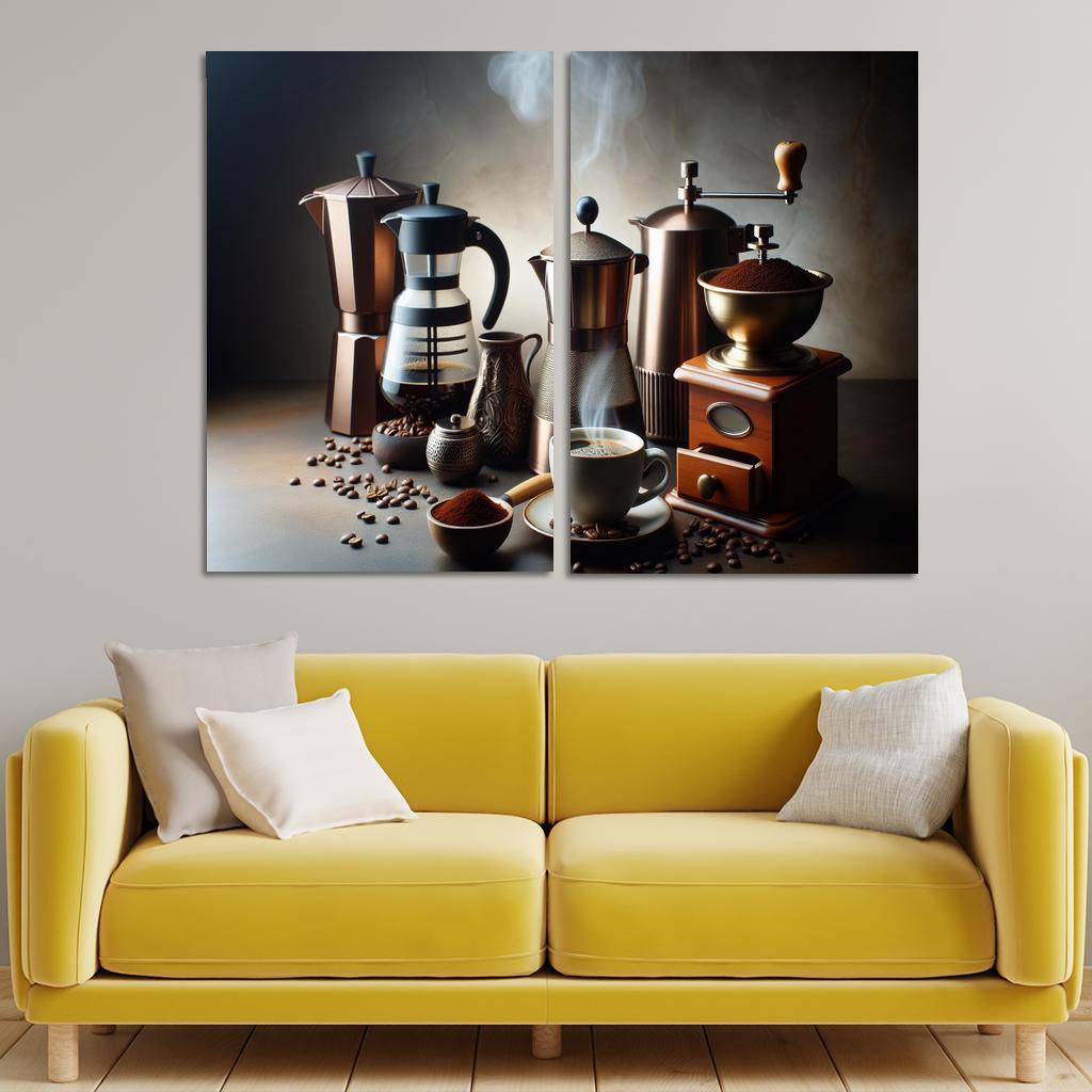 Home Brewed Coffee The Art of Crafting Perfection 2 Piece HD Canvas Wall Art-Original Frame