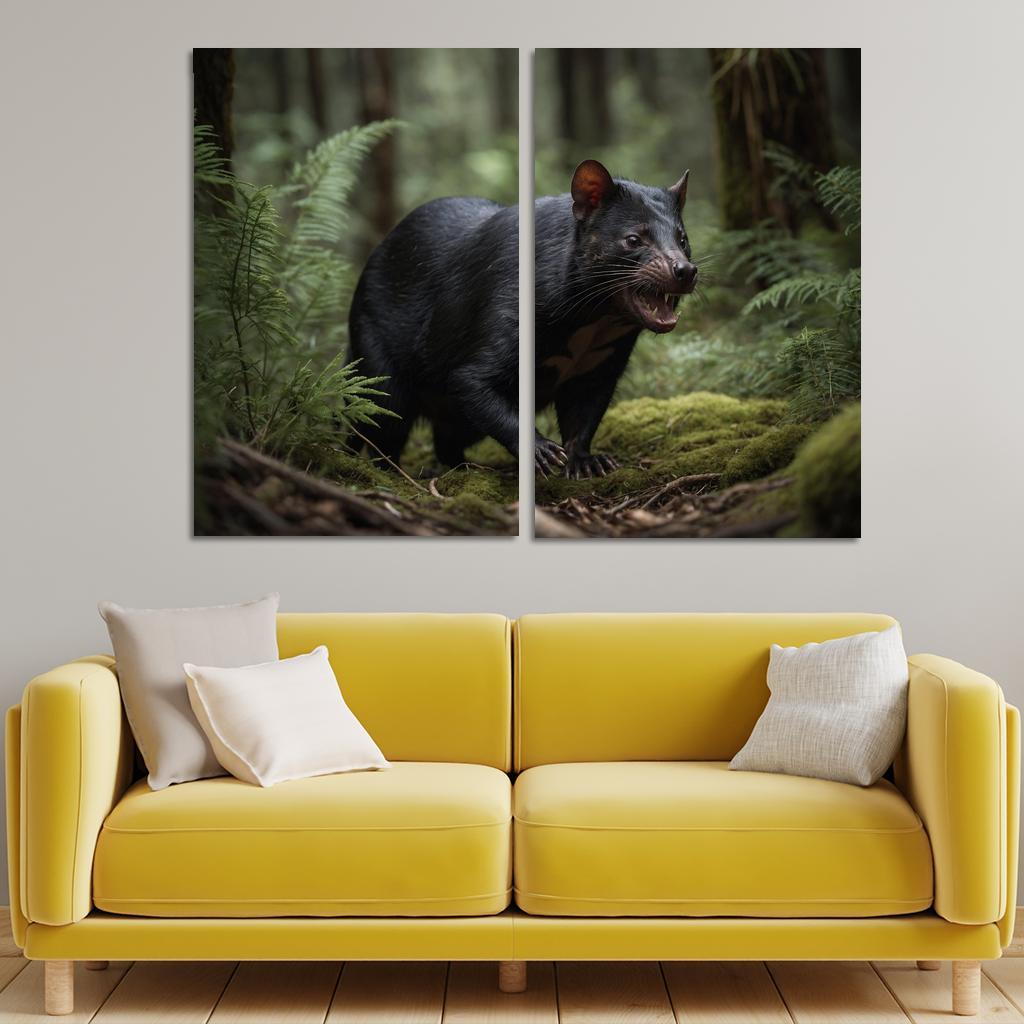 The Striking Tasmanian Devil In The Wilderness Framed Paintings