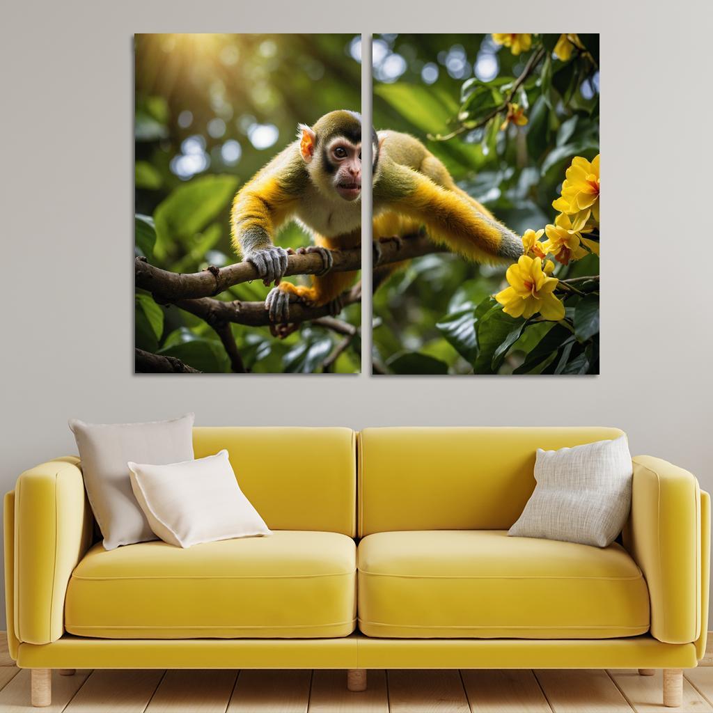 The Agile Squirrel Monkey Playful Acrobat Of The Canopy Modern Paintings Frame