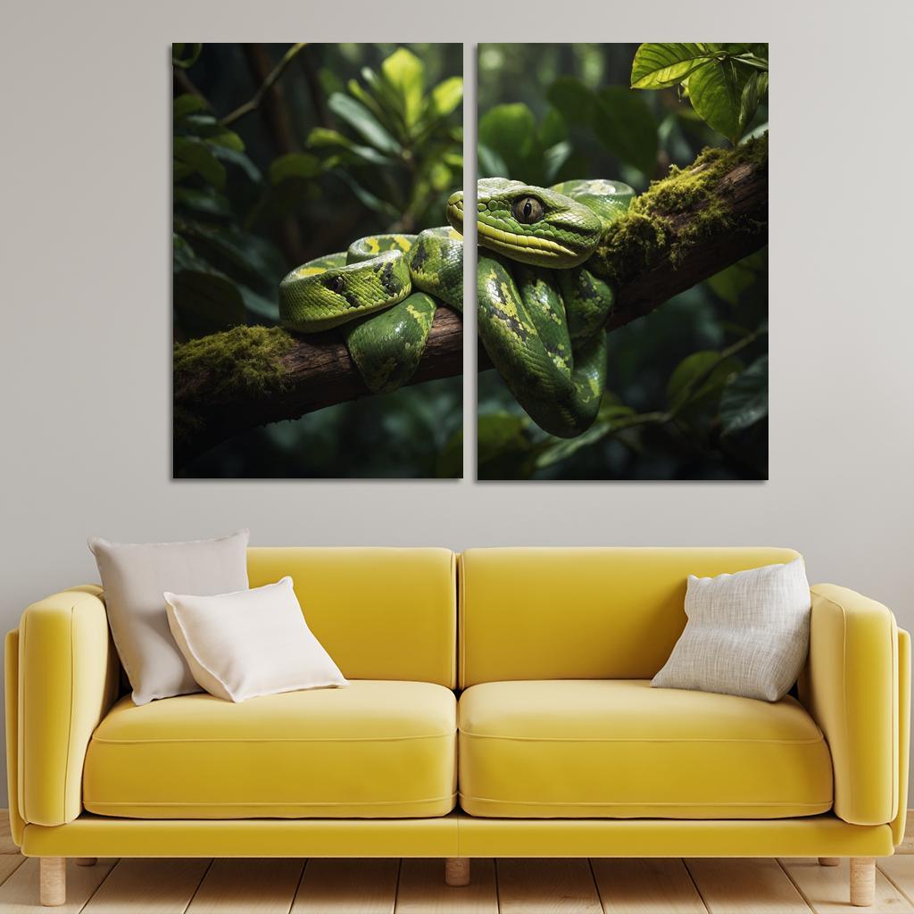The Striking Green Tree Python Nature's Gem Oil Paintings Frame