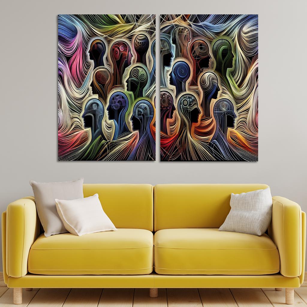 Threads of Resilience Art on Mental Health Awareness 2 Piece HD Canvas Wall Art-Original Frame