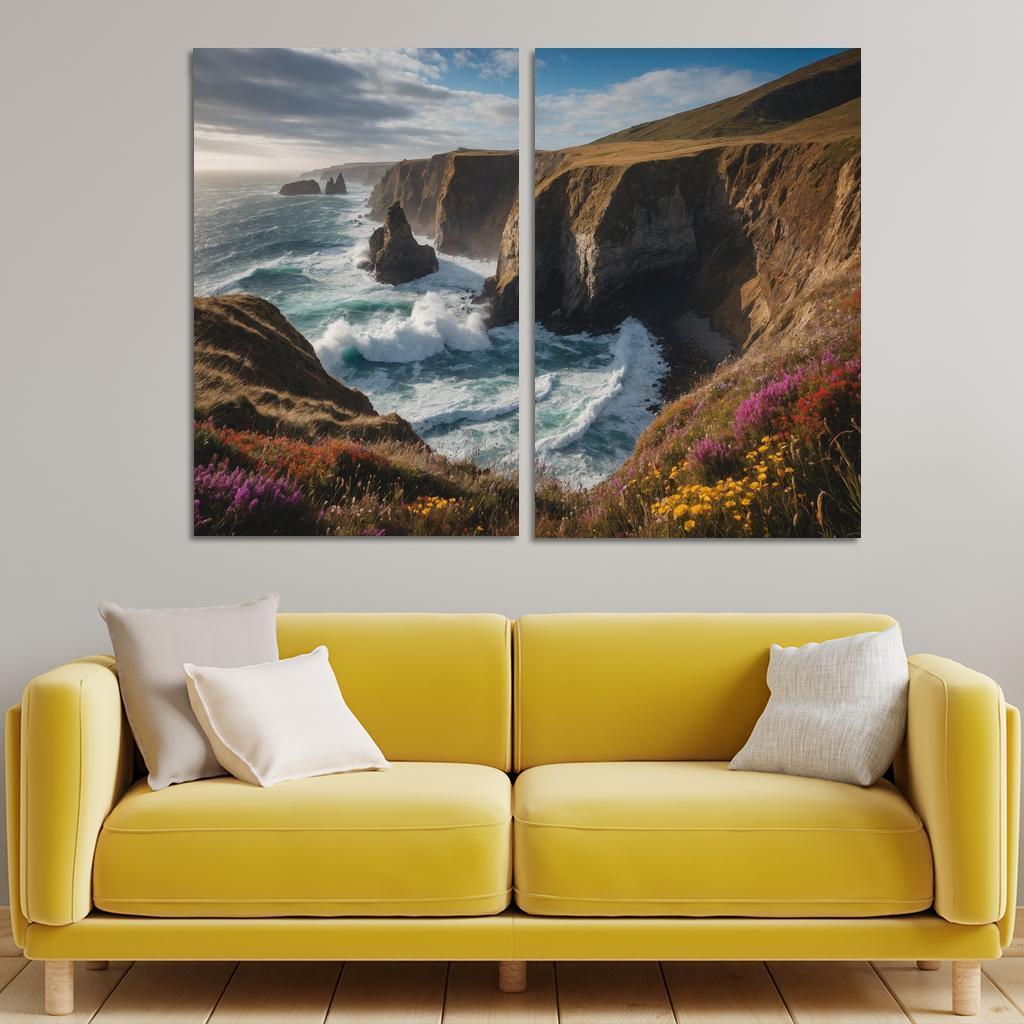 The Glorious Tides Of Coastal Cliffs Oil Paintings Frame