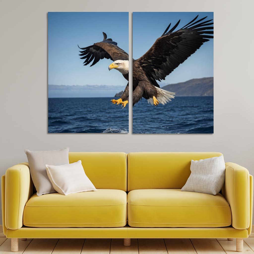 The Majestic Steller's Sea Eagle By The Sea Framed Paintings