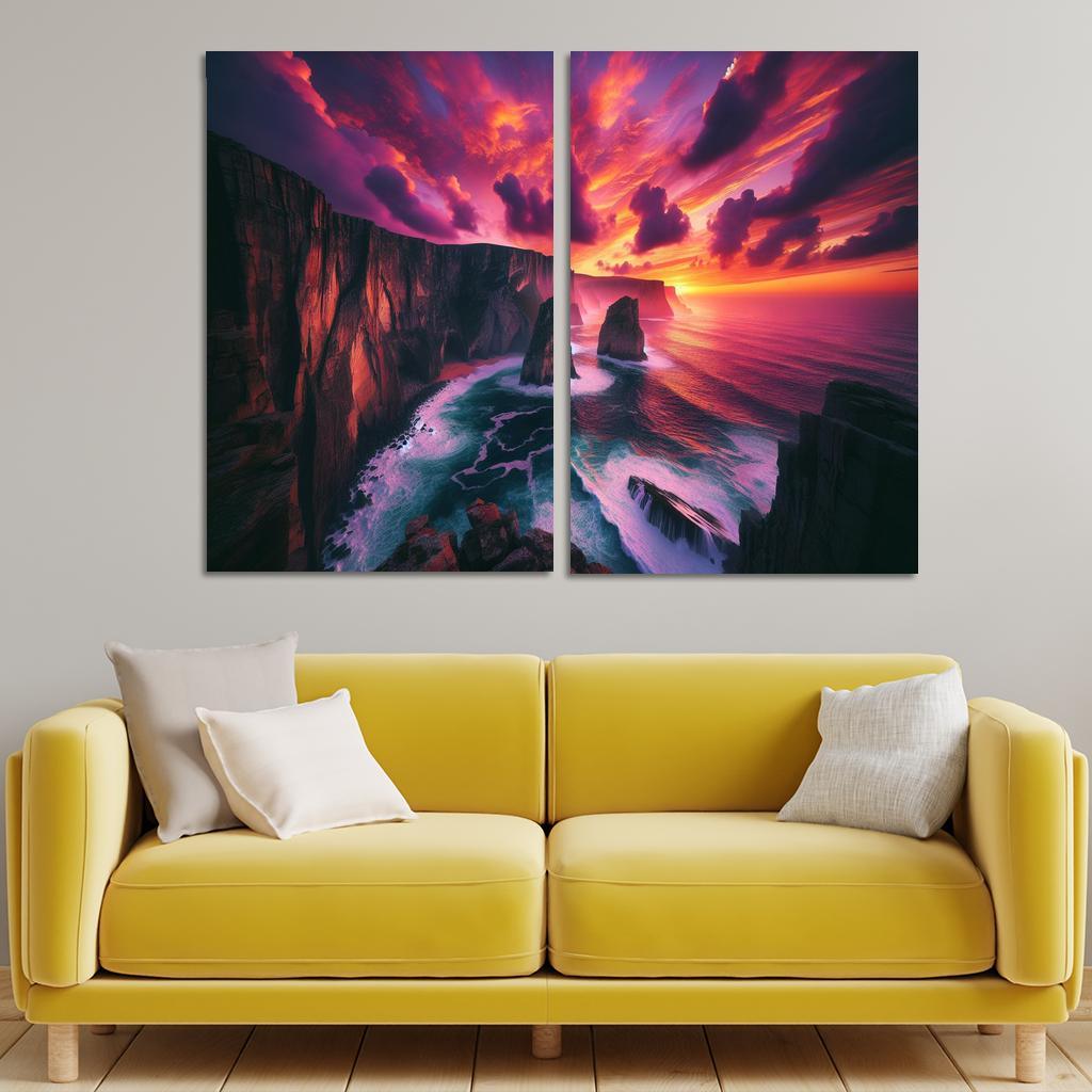 Sunset Cliffs Dramatic Coastal Views Oil Paintings Frame