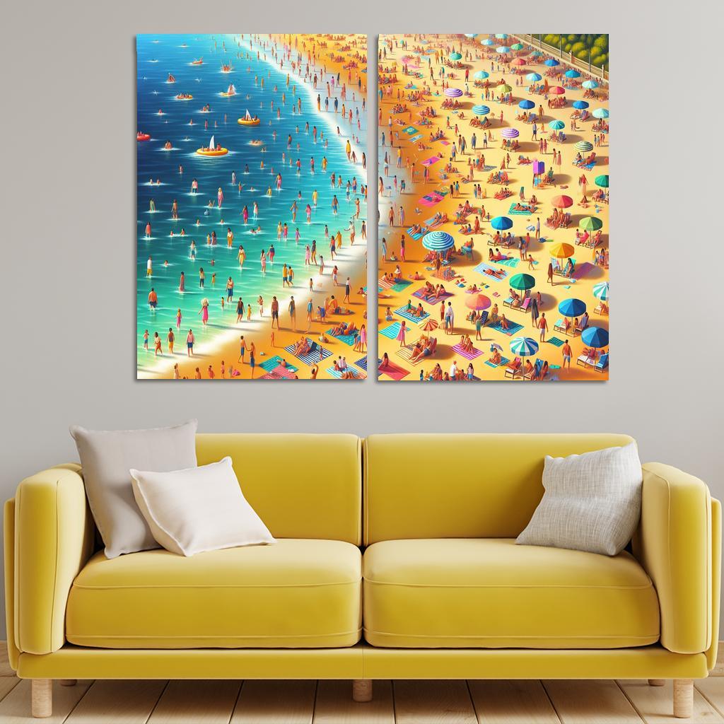 Sunny Shores Golden Beach Haven Abstract Paintings Frame