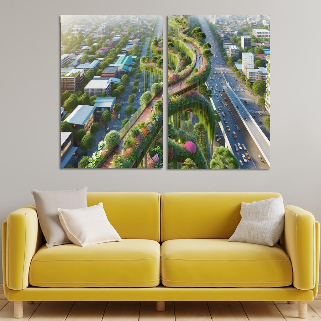 Elevated Green Walkways Custom Paintings Frame