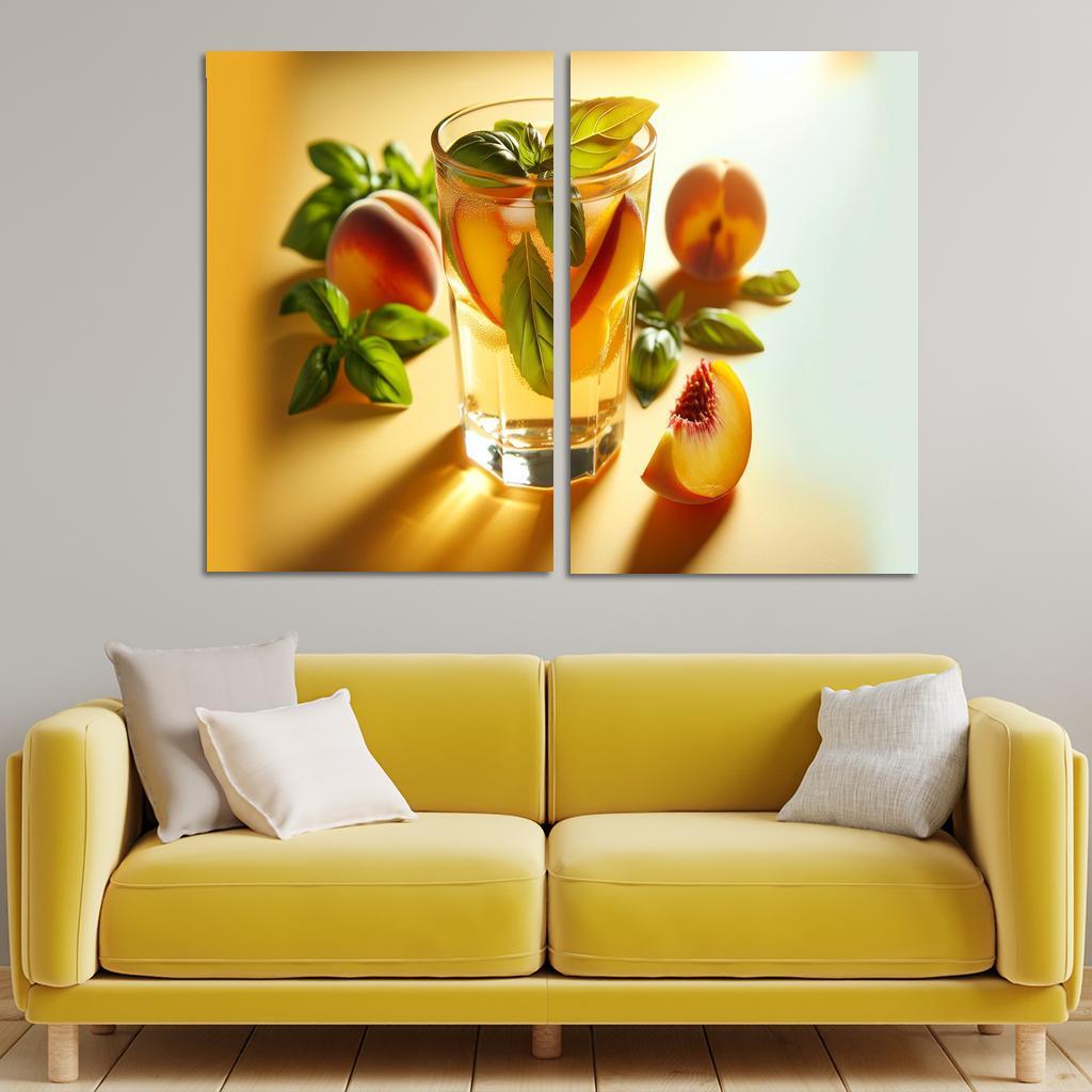 Peach Basil Infused Lemonade 2 Piece HD Canvas Wall Art-Original Frame