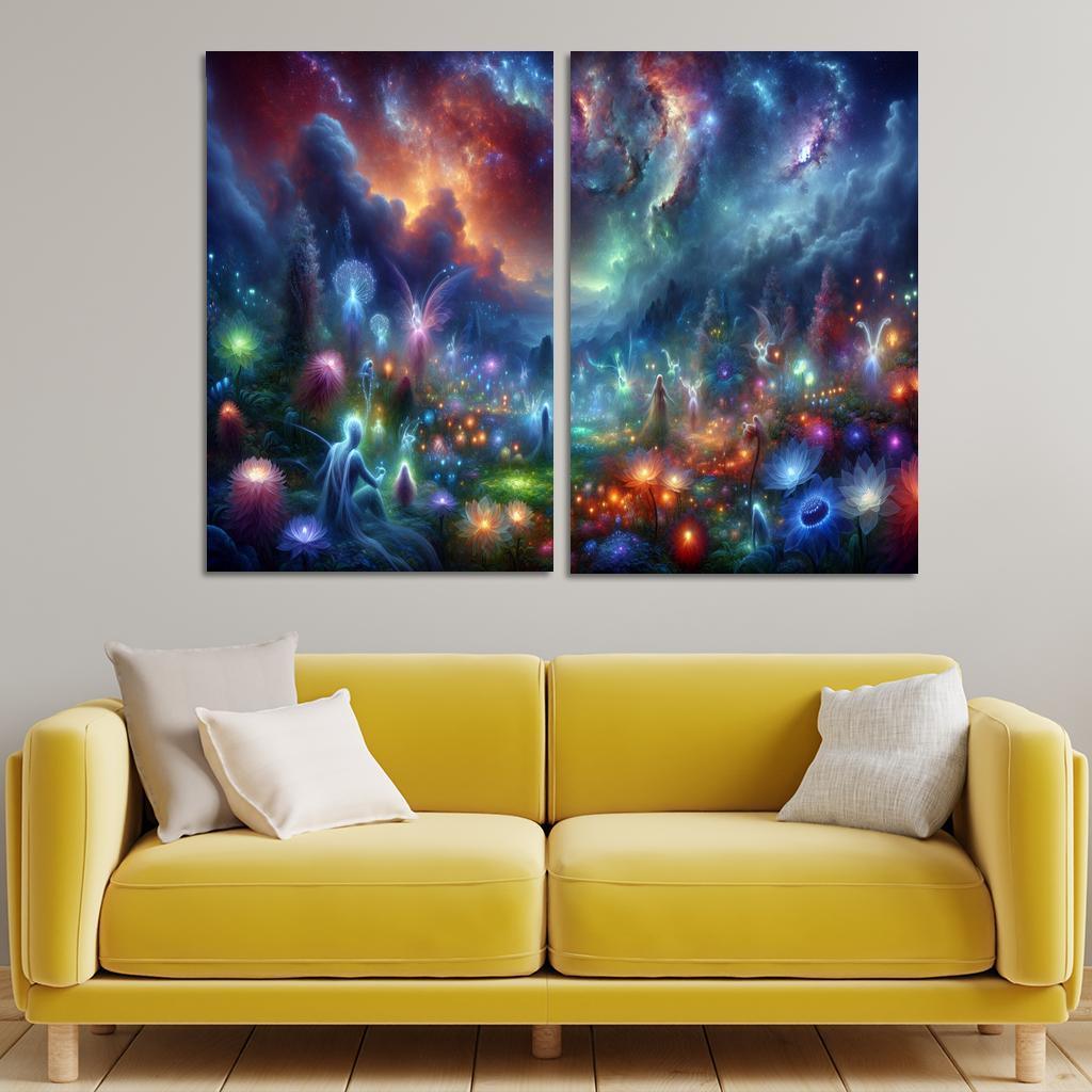 The Nebula Gardens 2 Piece HD Canvas Wall Art-Original Frame