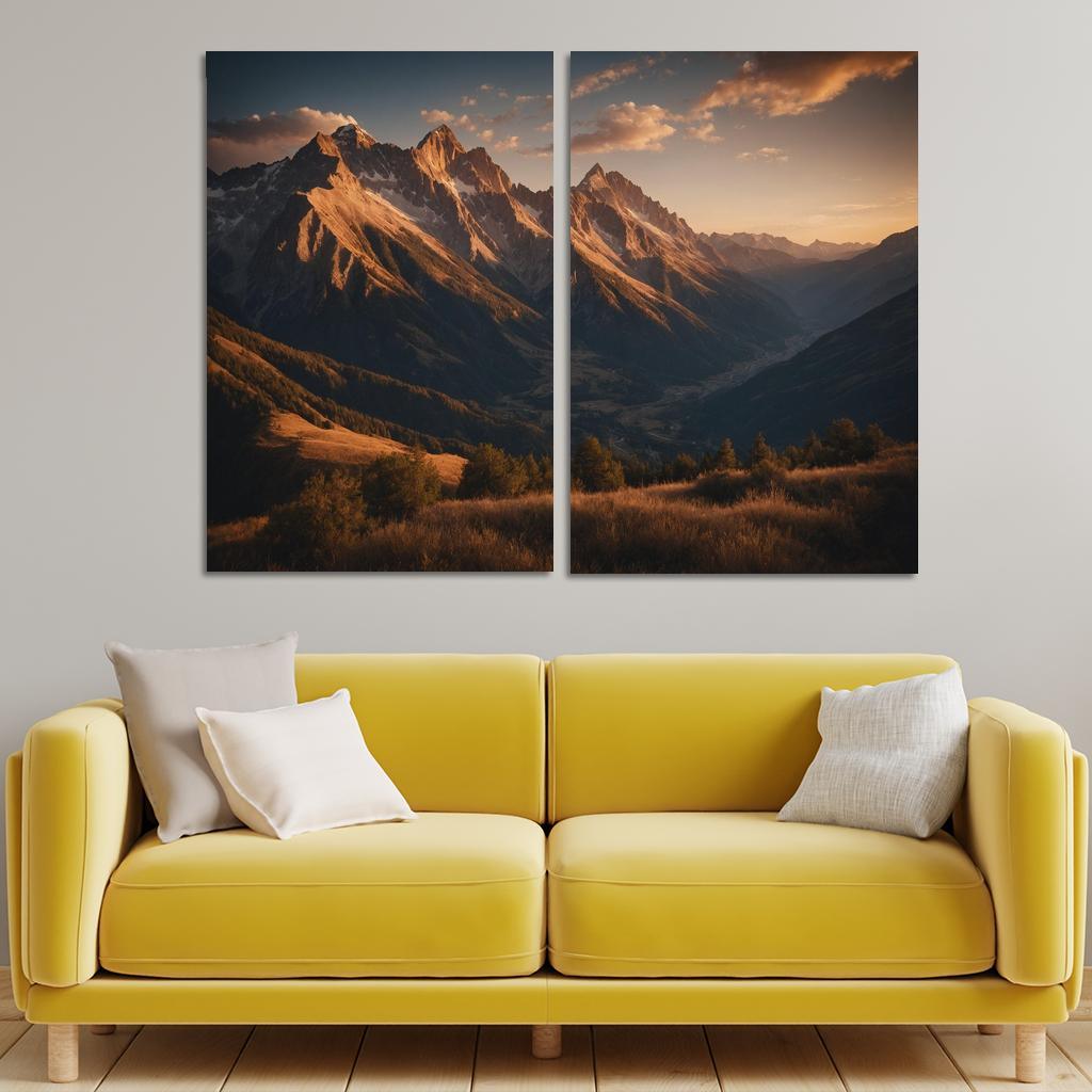 The Soft Glow Of Evening Mountain Shadows Oil Paintings Frame