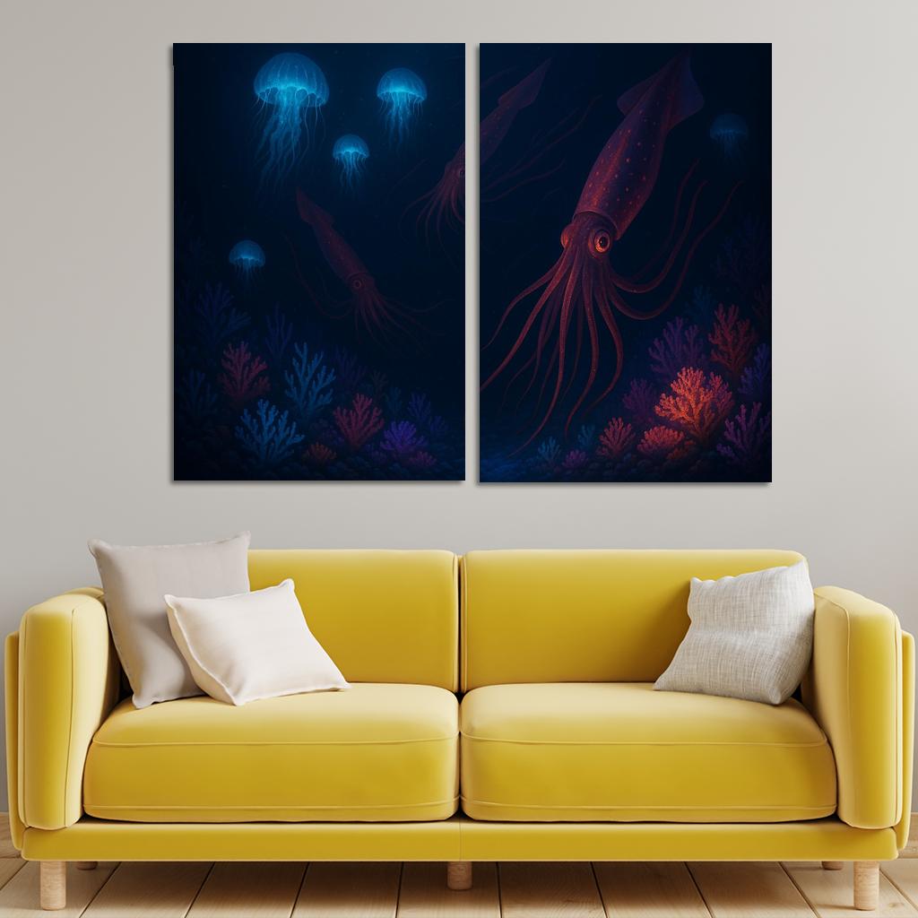 Underwater Wonders - Deep Sea Exploration Framed Paintings