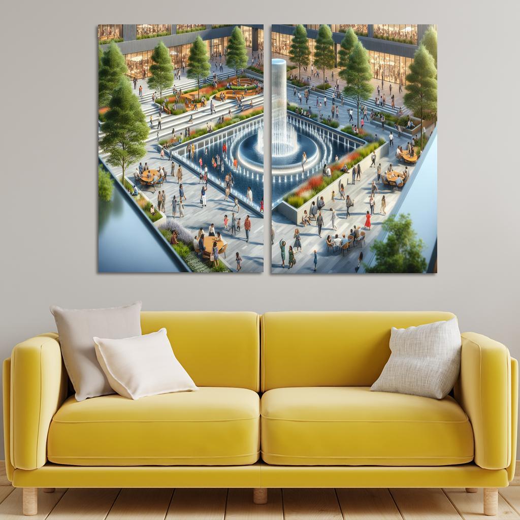 Dynamic Urban Water Features Custom Paintings Frame