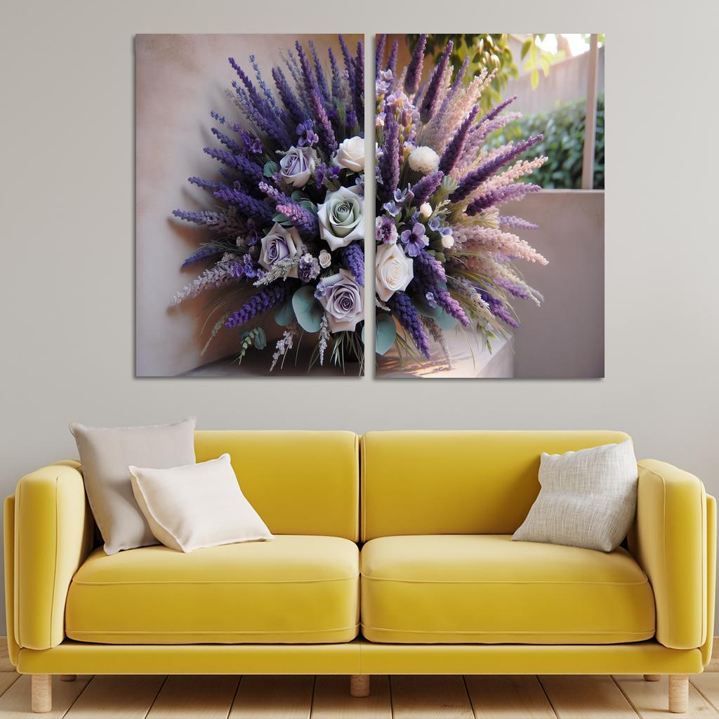 Lavender Dreams A Calming Floral Design 2 Piece HD Canvas Wall Art-Original Frame