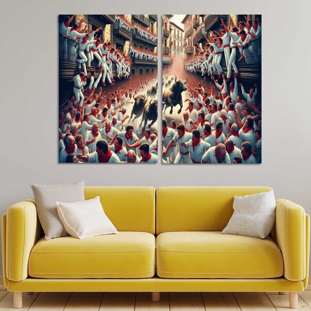 San Fermin Festival - Pamplona Spain Canvas Paintings Frame