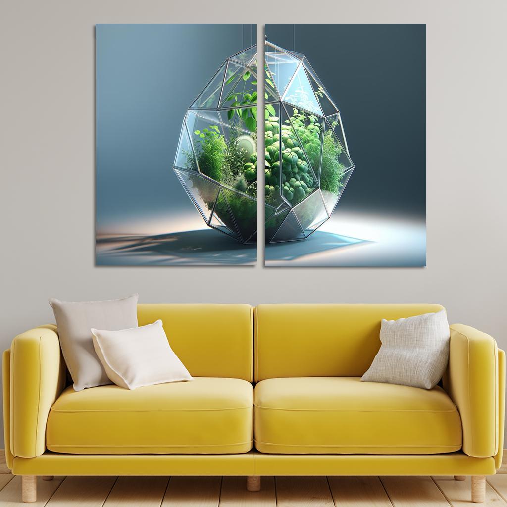 Sculptural Glass Terrarium 2 Piece HD Canvas Wall Art-Original Frame