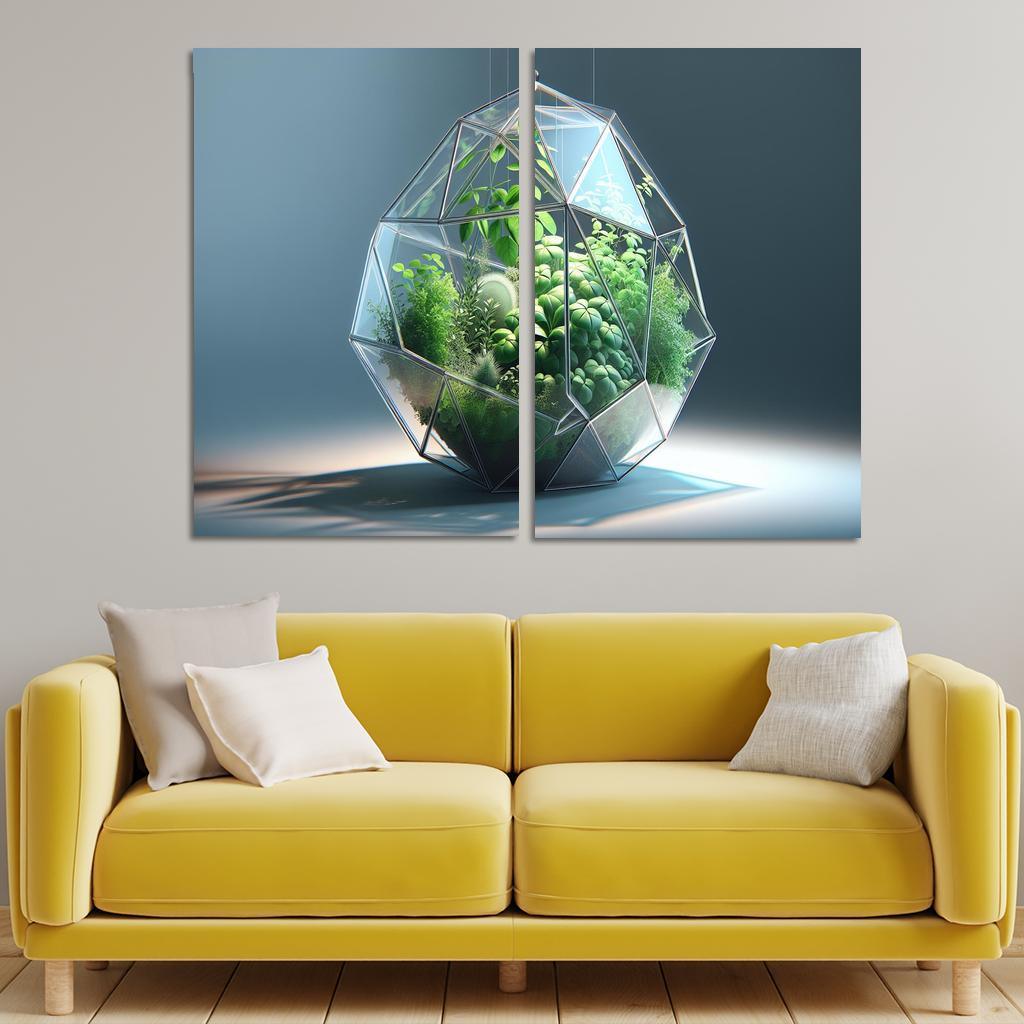 Sculptural Glass Terrarium 2 Piece HD Canvas Wall Art-Original Frame