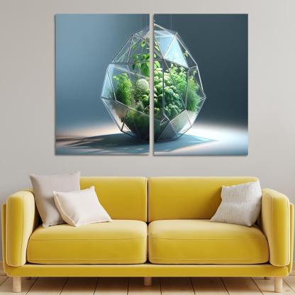 Sculptural Glass Terrarium 2 Piece HD Canvas Wall Art-Original Frame