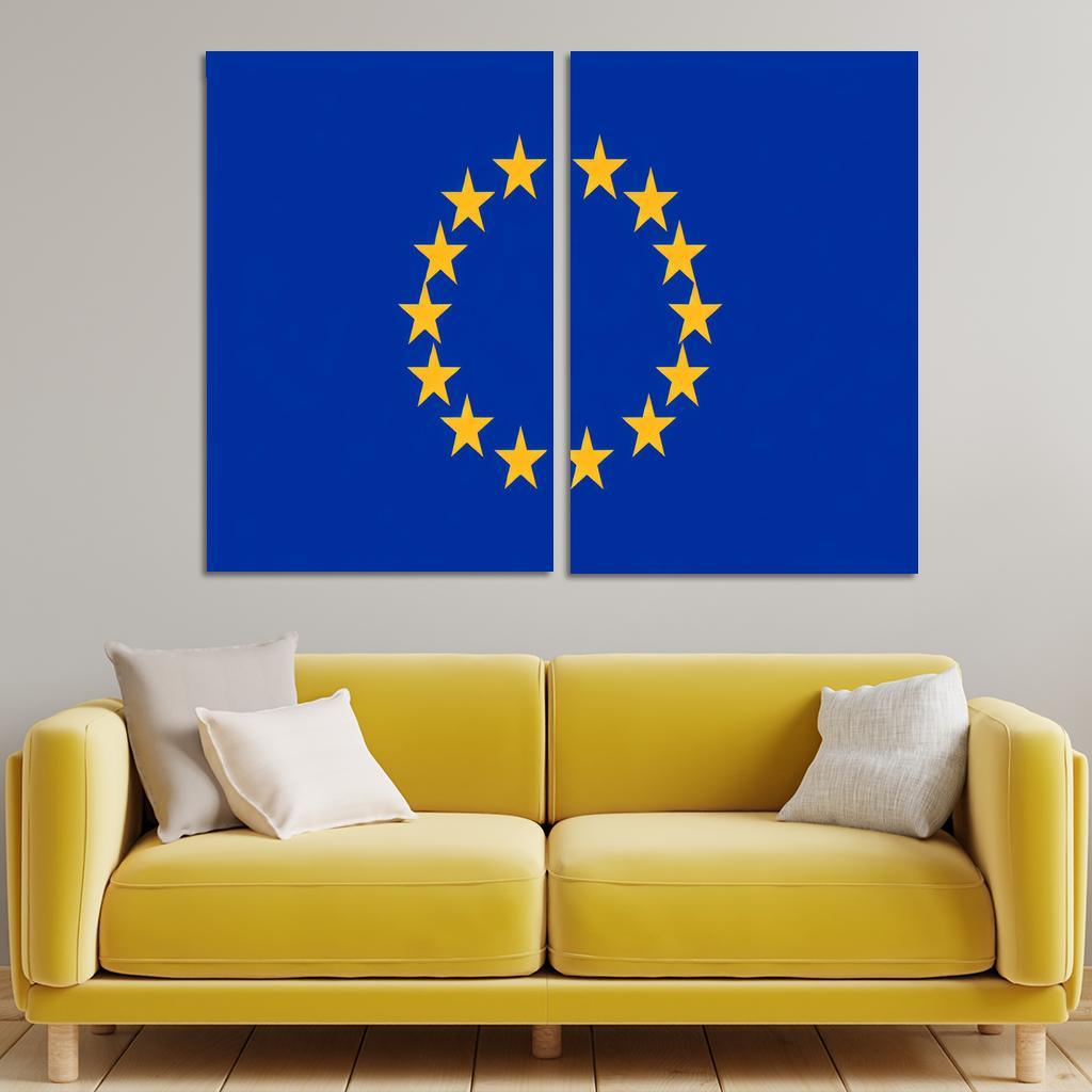 Symbol of Innovation The Flag of the European Union 2 Piece HD Canvas Wall Art-Original Frame