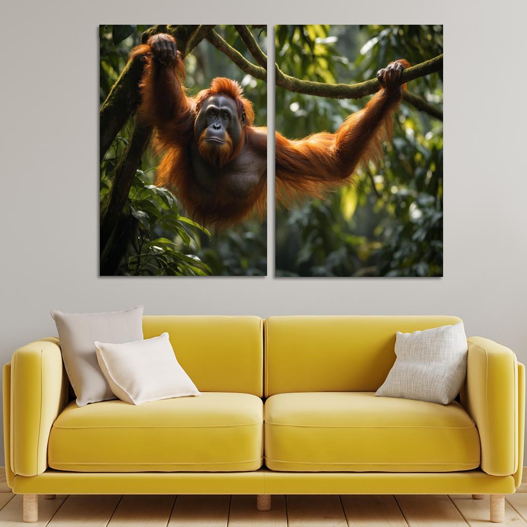 The Striking Bornean Orangutan The Gentle Giant Of The Jungle Modern Paintings Frame