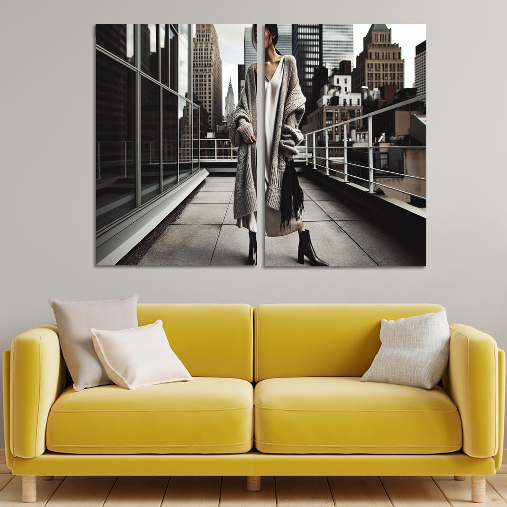 Layered Textures Combining Fabrics 2 Piece HD Canvas Wall Art-Original Frame