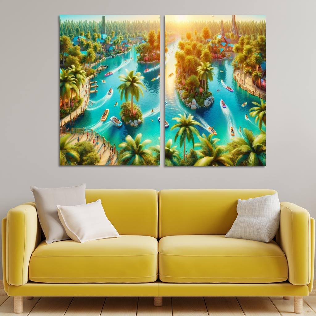 Adventure Lagoon Watersports Paradise Canvas Paintings Frame