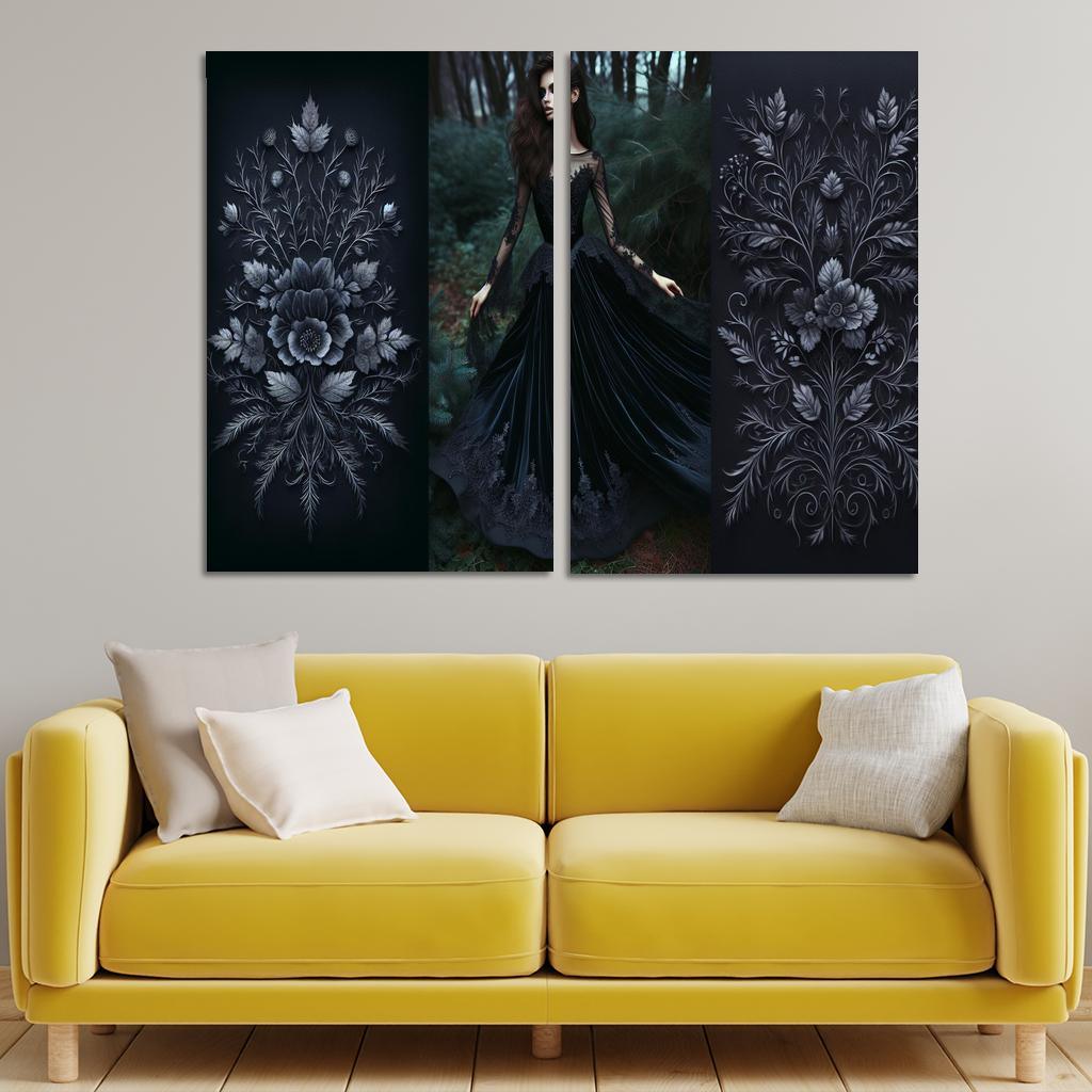 Gothic Romance Dark Elegance 2 Piece HD Canvas Wall Art-Original Frame