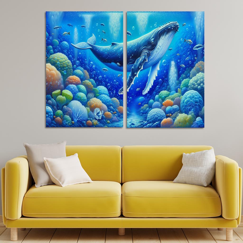 Whale Communication The Songs of the Deep 2 Piece HD Canvas Wall Art-Original Frame