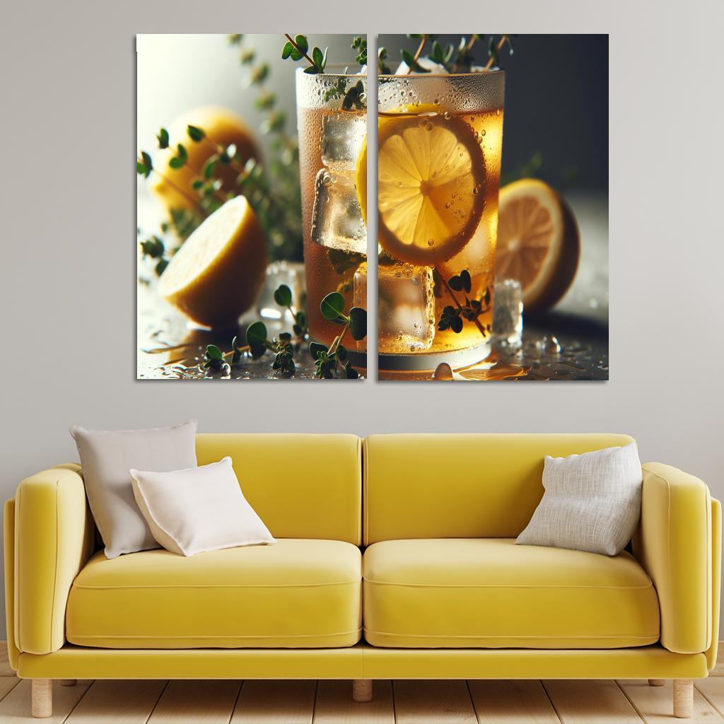 Lemon Thyme Infused Iced Tea 2 Piece HD Canvas Wall Art-Original Frame