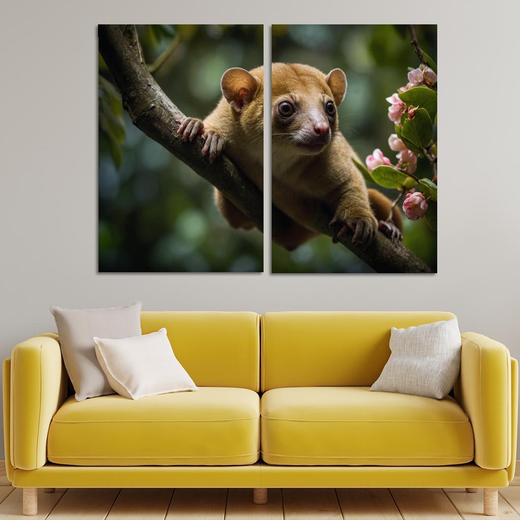 The Exotic Kinkajou In The Rainforest Canopy Framed Paintings