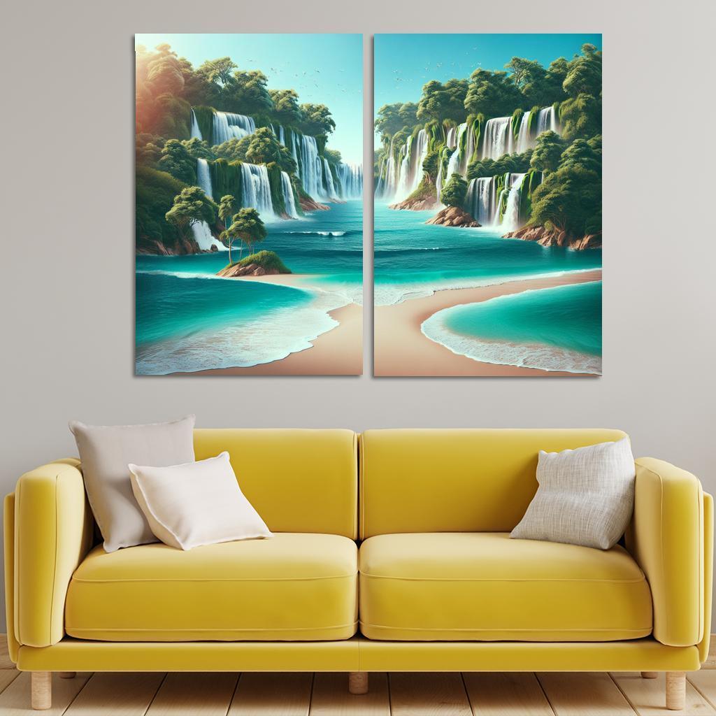 Secret Waterfalls Beach A Hidden Oasis Canvas Paintings Frame