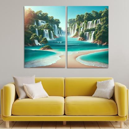 Secret Waterfalls Beach A Hidden Oasis Canvas Paintings Frame