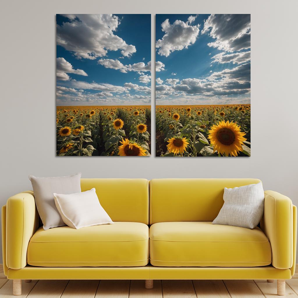 The Radiant Fields Of Golden Sunflowers Oil Paintings Frame