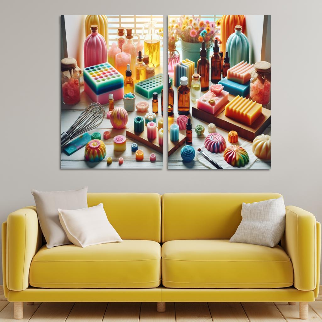 Soap Making Craft Your Own Luxurious Cleansers 2 Piece HD Canvas Wall Art-Original Frame